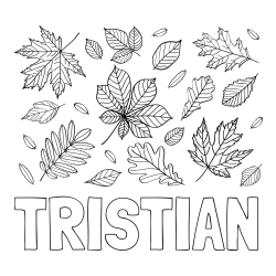 TRISTIAN Coloring Page and Autumn Leaves Coloring Page