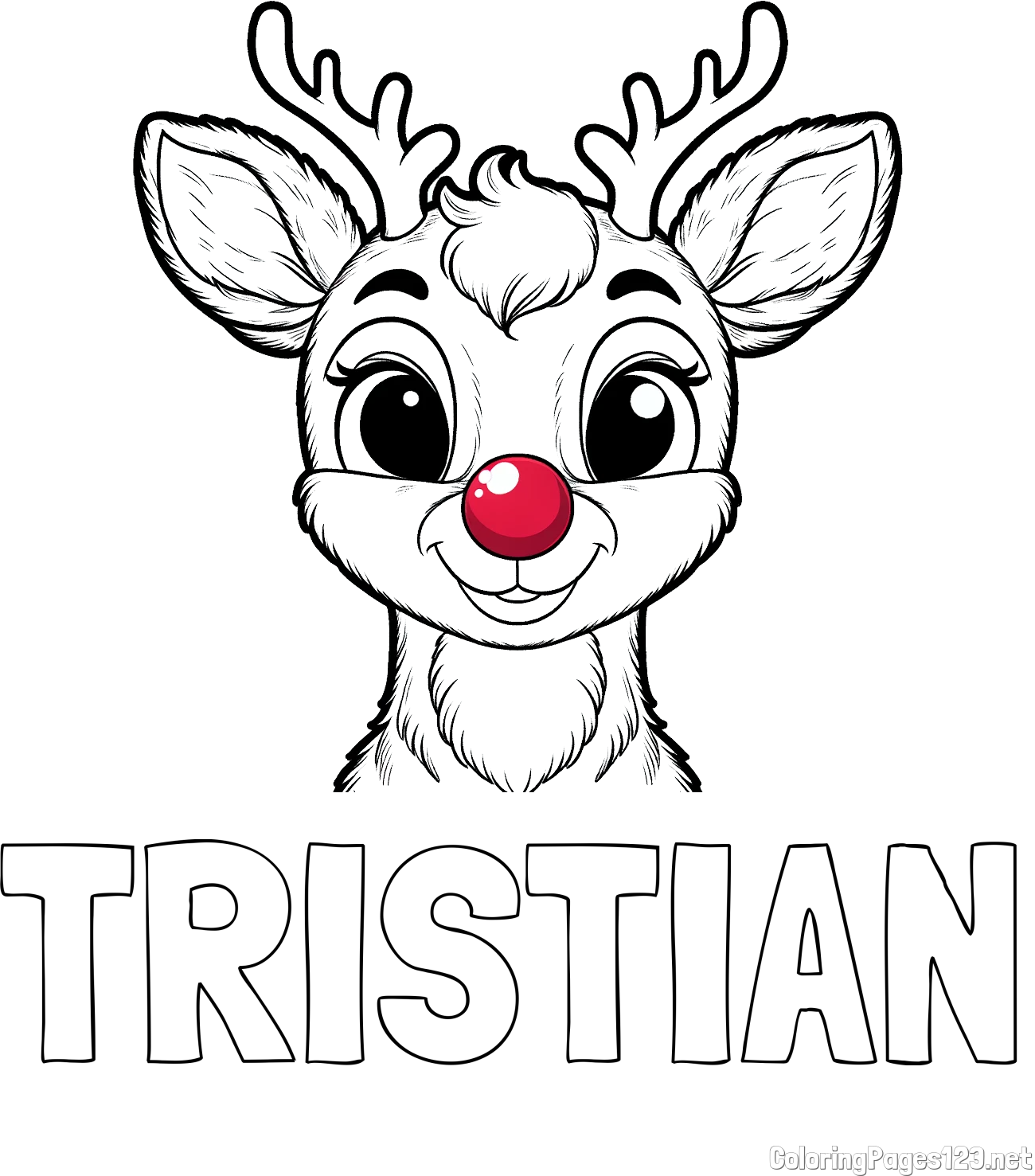 TRISTIAN Coloring Page and Coloring Page of Rudolph the Red-Nosed Reindeer