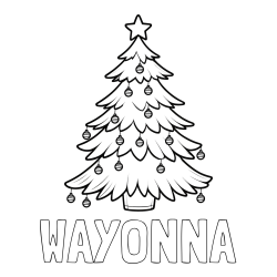 WAYONNA Coloring Page and Christmas Tree with Star and Ornaments Coloring Page