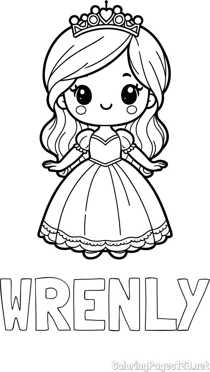 WRENLY Coloring Page and Coloring Page of a Cute Princess