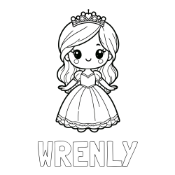 Online Created Coloring Page - WRENLY Coloring Page and Coloring Page of a Cute Princess
