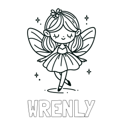 Online Created Coloring Page - WRENLY Coloring Page and Simple Coloring Page of a Magical Fairy