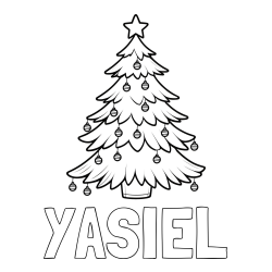Online Created Coloring Page - YASIEL Coloring Page and Christmas Tree with Star and Ornaments Coloring Page