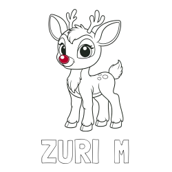 Online Created Coloring Page - ZURI  M Coloring Page and Coloring Page of a Cute Deer (Rudolph)