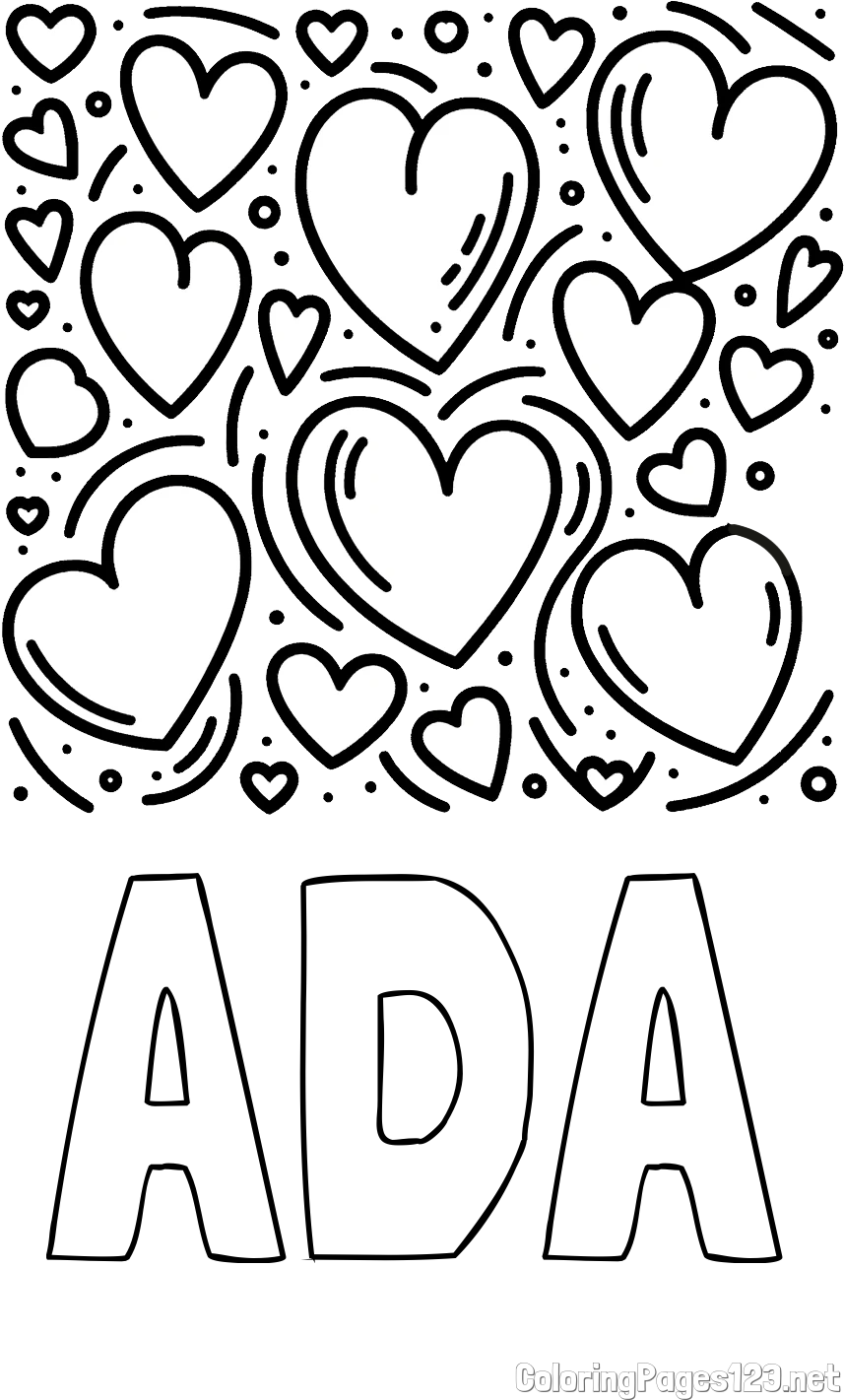 ADA Coloring Page and Free Printable Coloring Page of Hearts