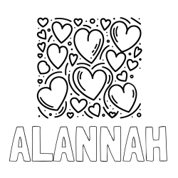 ALANNAH Coloring Page and Free Printable Coloring Page of Hearts