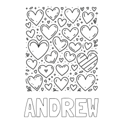 Online Created Coloring Page - ANDREW Coloring Page and Children's Coloring Page of Many Hearts