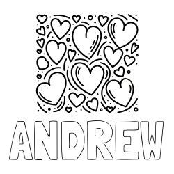 Online Created Coloring Page - ANDREW Coloring Page and Free Printable Coloring Page of Hearts