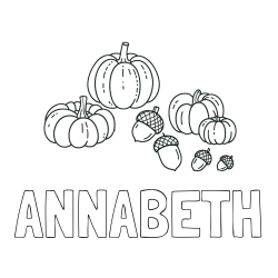 Online Created Coloring Page - ANNABETH Coloring Page and Autumn Harvest Coloring Page - Acorns and Pumpkins