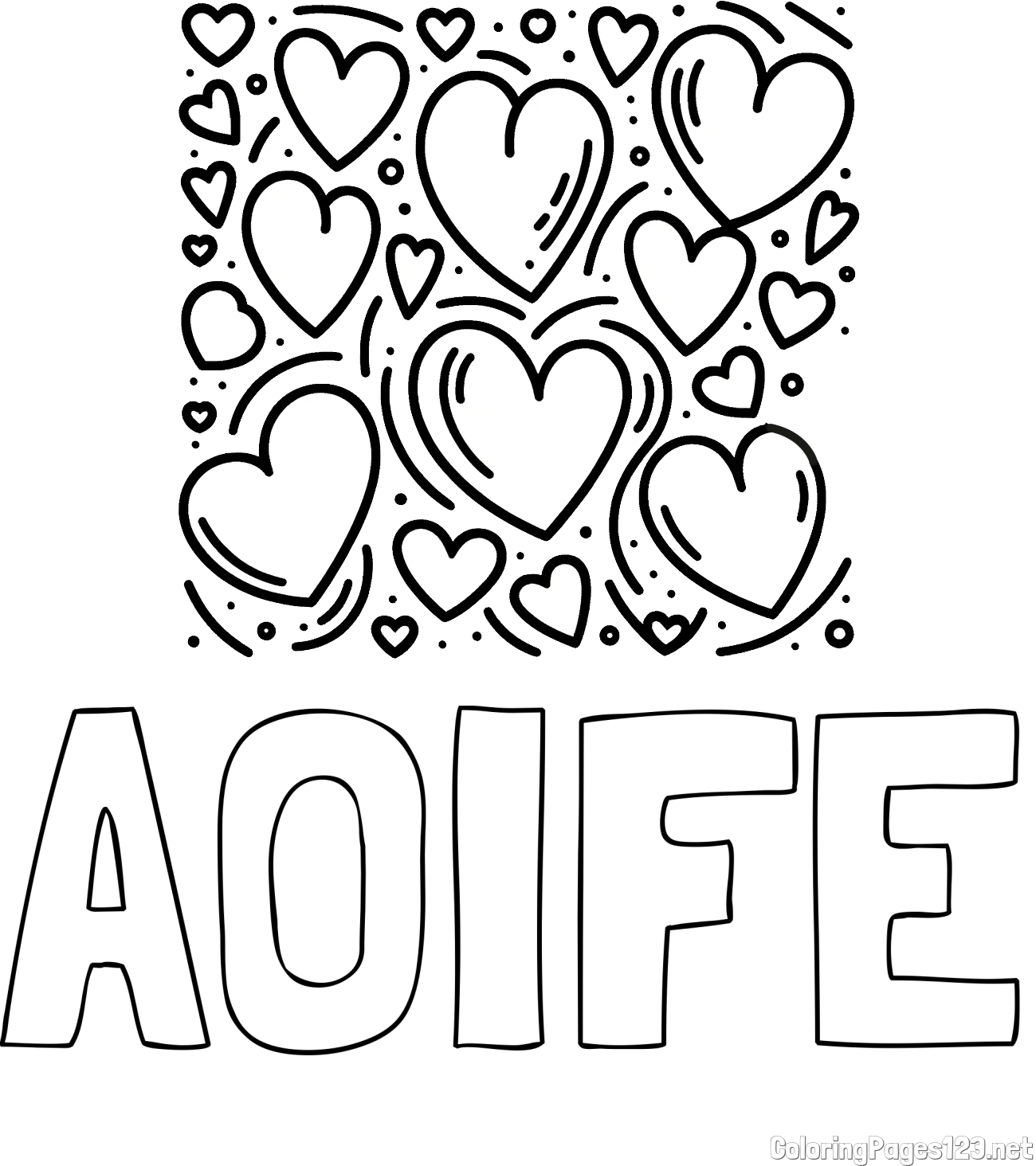 AOIFE Coloring Page and Free Printable Coloring Page of Hearts