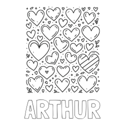 ARTHUR Coloring Page and Children's Coloring Page of Many Hearts