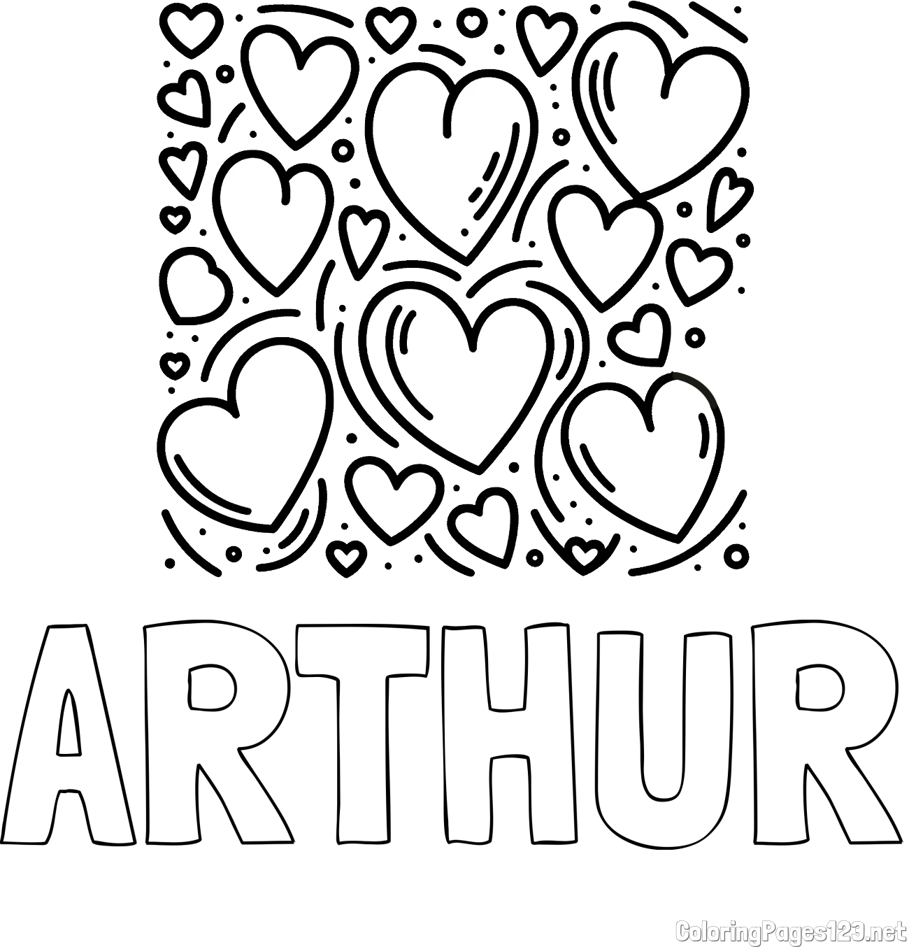 ARTHUR Coloring Page and Free Printable Coloring Page of Hearts