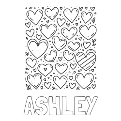 Online Created Coloring Page - ASHLEY Coloring Page and Children's Coloring Page of Many Hearts