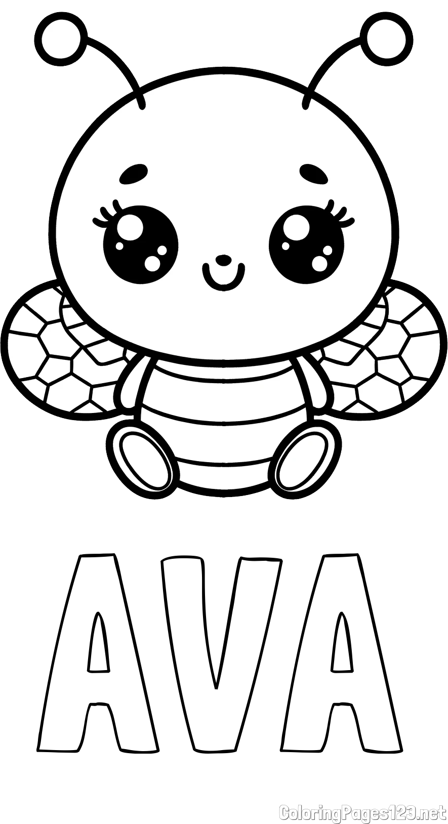 AVA Coloring Page and Children's Coloring Page of a Cute Bee