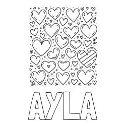Online Created Coloring Page - AYLA Coloring Page and Children's Coloring Page of Many Hearts