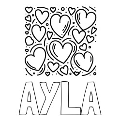 Online Created Coloring Page - AYLA Coloring Page and Free Printable Coloring Page of Hearts