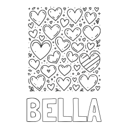 Online Created Coloring Page - BELLA Coloring Page and Children's Coloring Page of Many Hearts