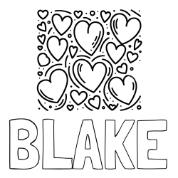 Online Created Coloring Page - BLAKE Coloring Page and Free Printable Coloring Page of Hearts