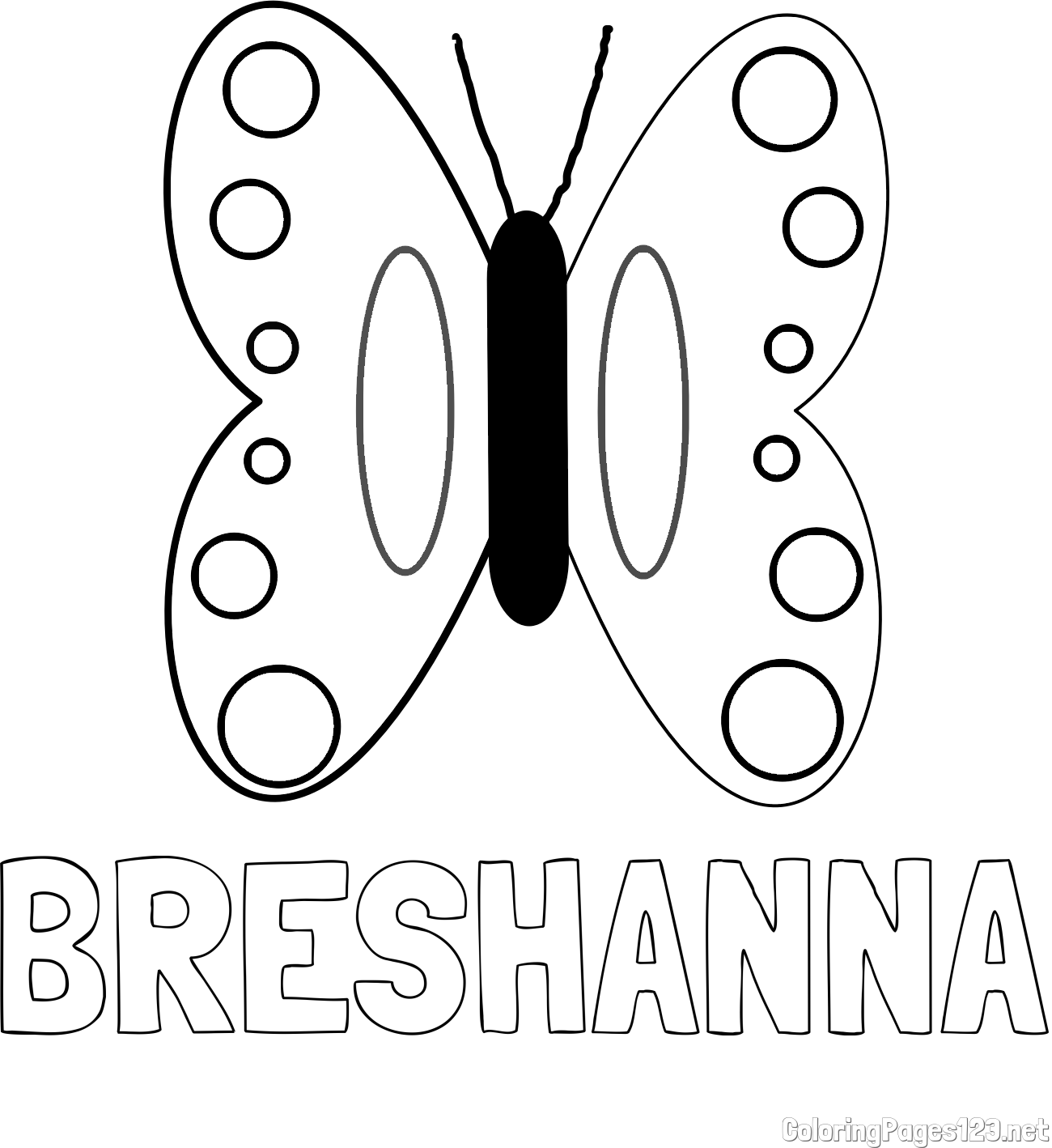 BRESHANNA Coloring Page and Easy Butterfly Coloring Page