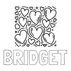 BRIDGET Coloring Page and Free Printable Coloring Page of Hearts