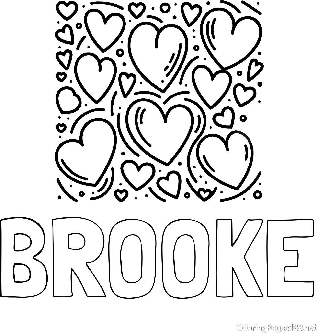 BROOKE Coloring Page and Free Printable Coloring Page of Hearts