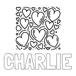 Online Created Coloring Page - CHARLIE Coloring Page and Free Printable Coloring Page of Hearts