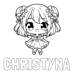 Online Created Coloring Page - CHRISTYNA Coloring Page and Coloring Page of an Adorable Girl in Anime Style