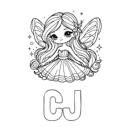 Online Created Coloring Page - CJ Coloring Page and Coloring Page of a Cute and Smiling Magical Fairy