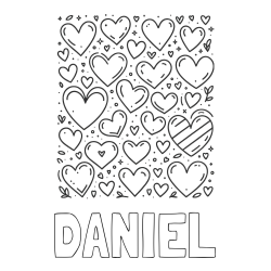 Online Created Coloring Page - DANIEL Coloring Page and Children's Coloring Page of Many Hearts
