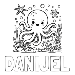 Online Created Coloring Page - DANIJEL Coloring Page and Coloring Page of a Cute Octopus in the Ocean