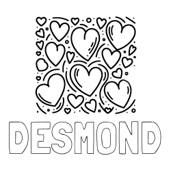 DESMOND Coloring Page and Free Printable Coloring Page of Hearts