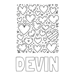 Online Created Coloring Page - DEVIN Coloring Page and Children's Coloring Page of Many Hearts