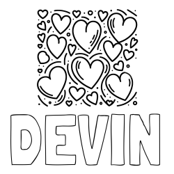 Online Created Coloring Page - DEVIN Coloring Page and Free Printable Coloring Page of Hearts