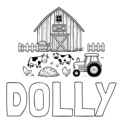 DOLLY Coloring Page and Kids Farm Coloring Page