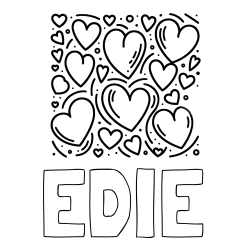 EDIE Coloring Page and Free Printable Coloring Page of Hearts