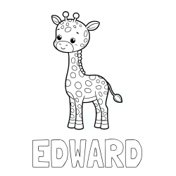 Online Created Coloring Page - EDWARD Coloring Page and Cute Giraffe Coloring Page for Kids