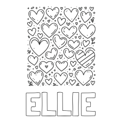 Online Created Coloring Page - ELLIE Coloring Page and Children's Coloring Page of Many Hearts