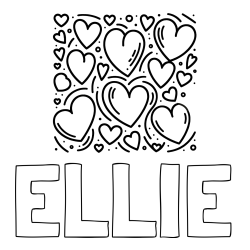 Online Created Coloring Page - ELLIE Coloring Page and Free Printable Coloring Page of Hearts