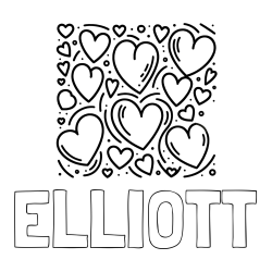 ELLIOTT Coloring Page and Free Printable Coloring Page of Hearts