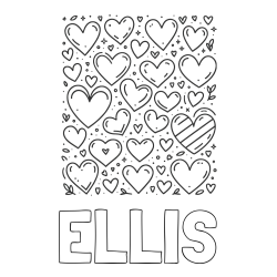Online Created Coloring Page - ELLIS Coloring Page and Children's Coloring Page of Many Hearts