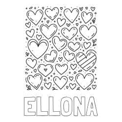 ELLONA Coloring Page and Children's Coloring Page of Many Hearts