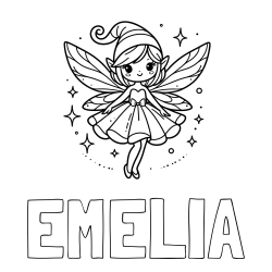Online Created Coloring Page - EMELIA Coloring Page and Children's Coloring Page of a Wonderful Fairy