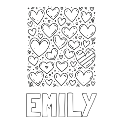 Online Created Coloring Page - EMILY Coloring Page and Children's Coloring Page of Many Hearts