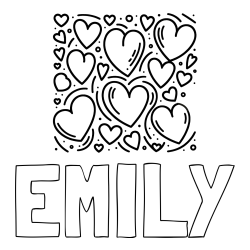 Online Created Coloring Page - EMILY Coloring Page and Free Printable Coloring Page of Hearts