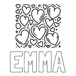 Online Created Coloring Page - EMMA Coloring Page and Free Printable Coloring Page of Hearts