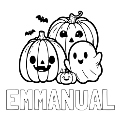 Online Created Coloring Page - EMMANUAL Coloring Page and Halloween Pumpkin and Ghost Coloring Page