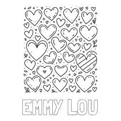 EMMY LOU Coloring Page and Children's Coloring Page of Many Hearts