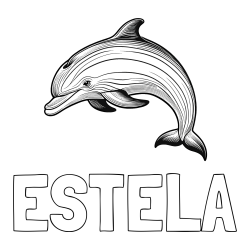 Online Created Coloring Page - ESTELA Coloring Page and Coloring Page of a Beautiful Dolphin