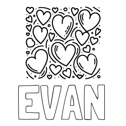 EVAN Coloring Page and Free Printable Coloring Page of Hearts