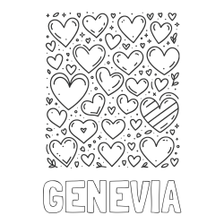 GENEVIA Coloring Page and Children's Coloring Page of Many Hearts